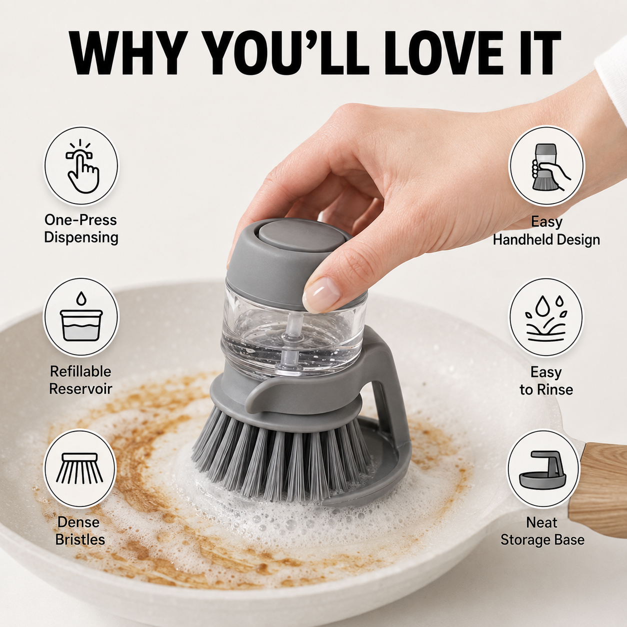 🔥Hot Sale 50% OFF🔥Escova Lava Loucas Com Recipiente Para Detergente