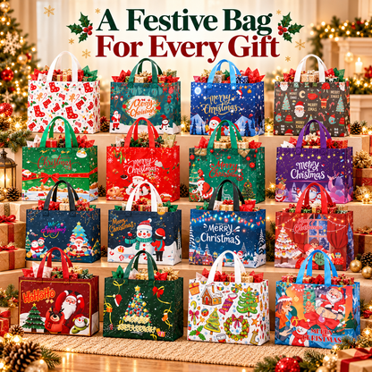 🎄Christmas Sale 49% OFF🎄16 Pack Large Reusable Non-Woven Christmas Gift Bags with Handles