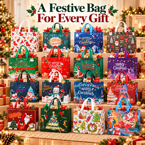 🎄Christmas Sale 49% OFF🎄16 Pack Large Reusable Non-Woven Christmas Gift Bags with Handles