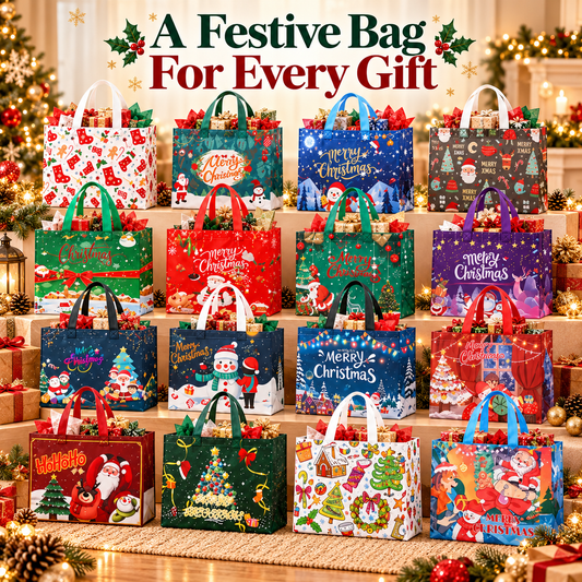 🎄Christmas Sale 49% OFF🎄16 Pack Large Reusable Non-Woven Christmas Gift Bags with Handles