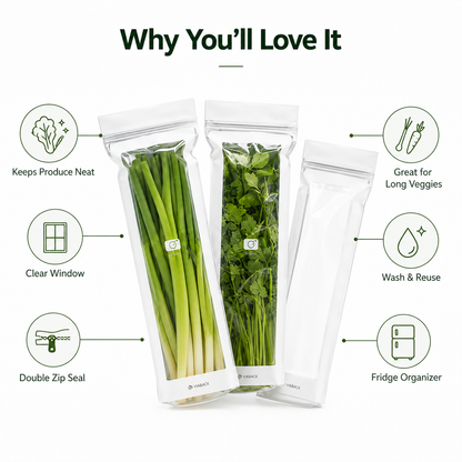 🥬 50/100PCS Reusable Fresh-Keeping Produce Bags, Double-Zip Seal Freshness Bags for Kitchen