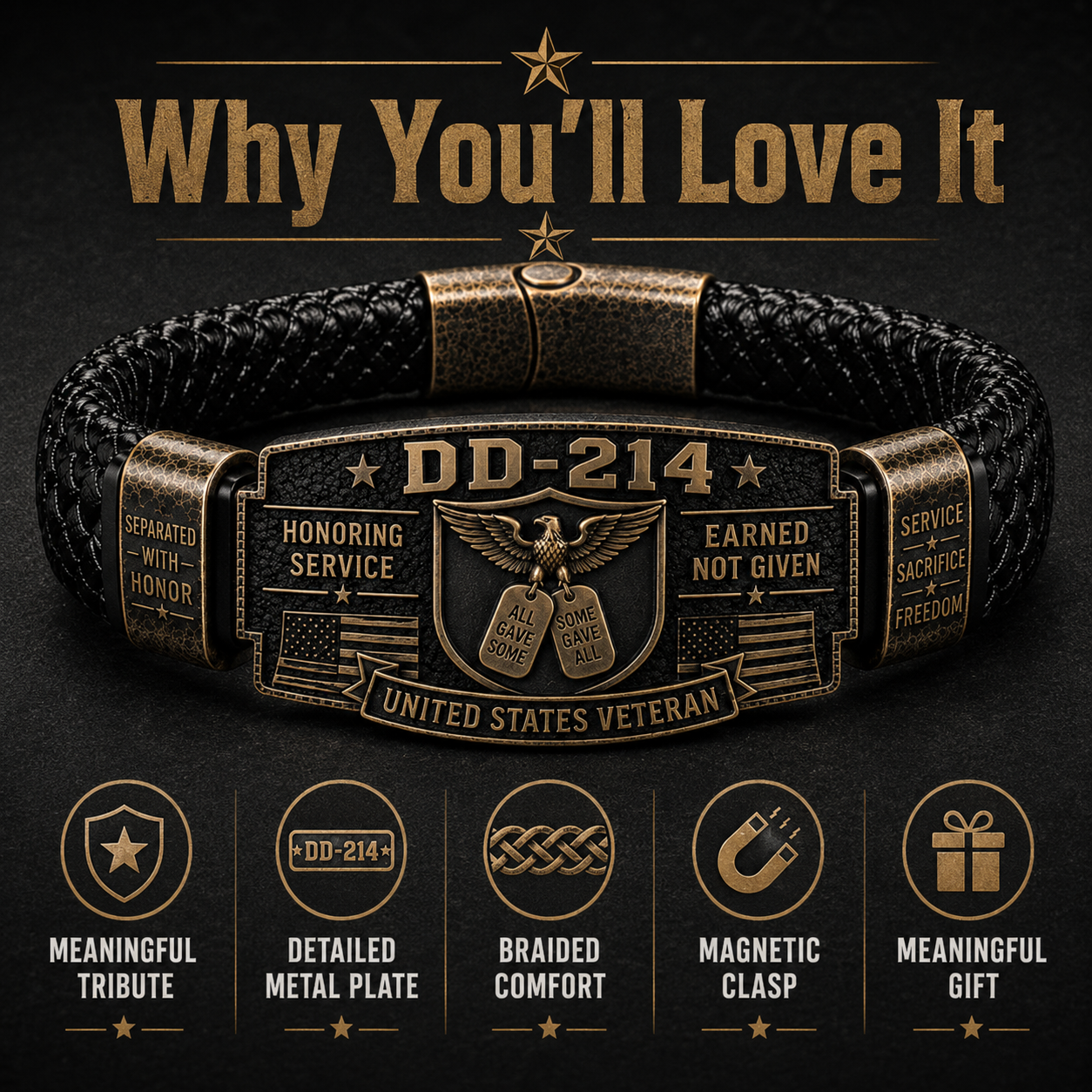 DD-214 Veteran Honor Bracelet 🎖️ Service Earned. Honor Worn.