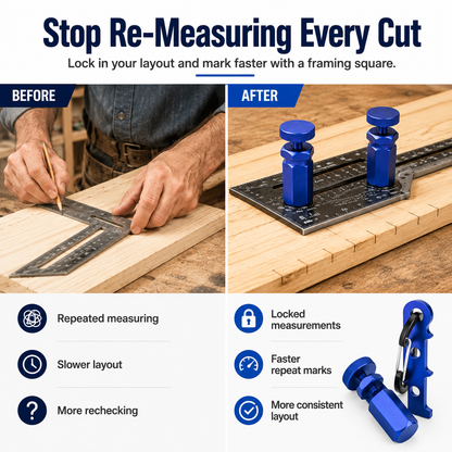 Tall Stair Gauges for Framing Square with Holder and Hook