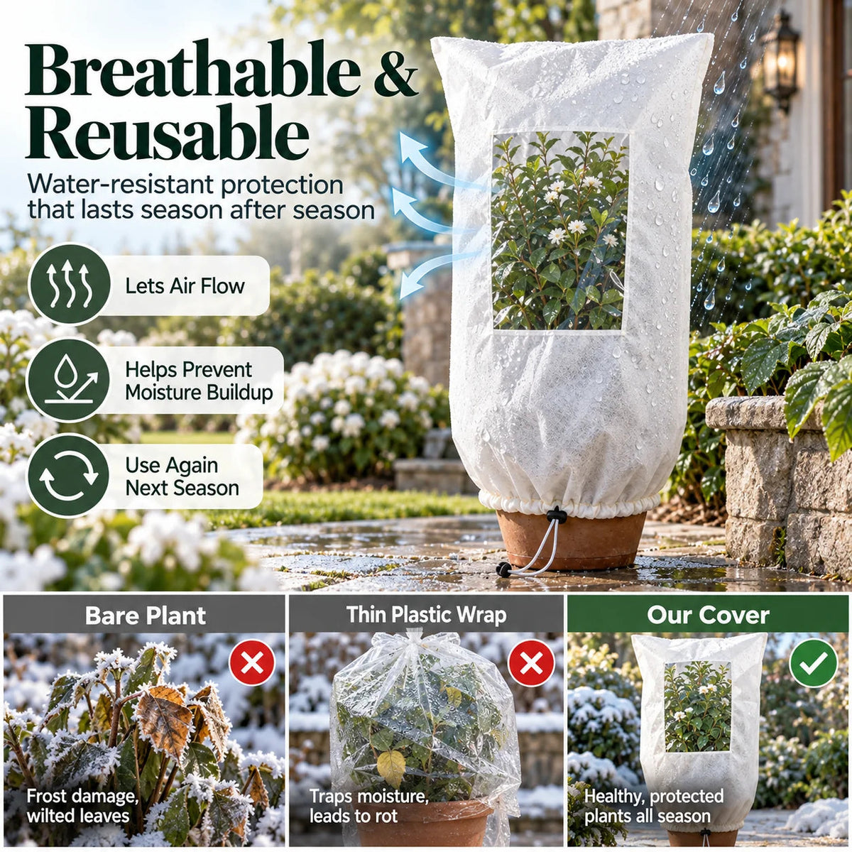 Plant Frost Cover Nonwoven Reusable Warm Shrubs Blanket - Product image 5
