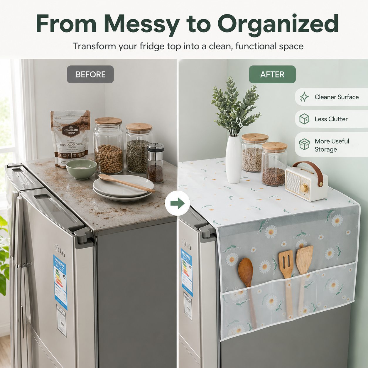 🔥Multi-Functional Waterproof Fridge Top Protector