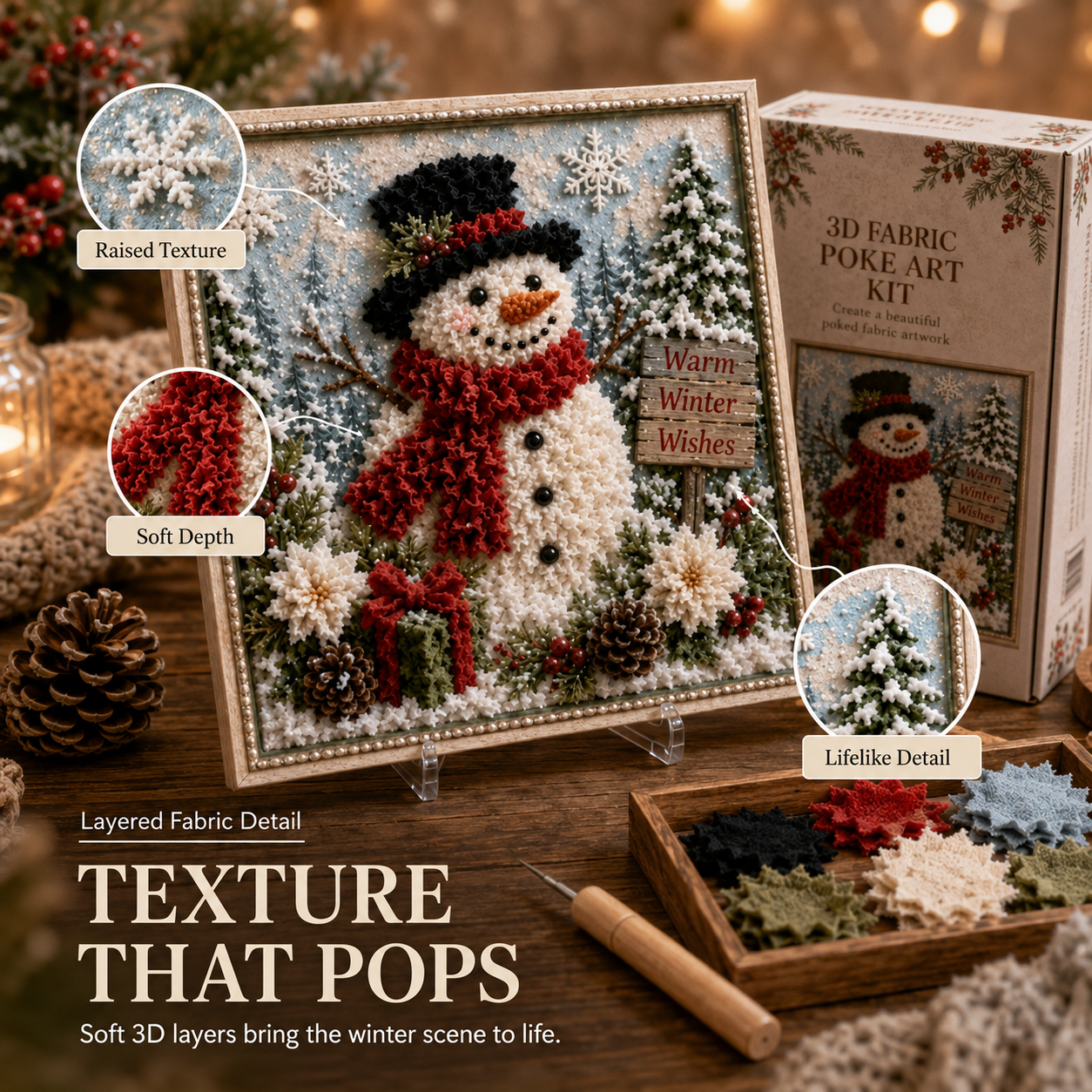 ✨ DIY 3D Christmas Fabric Poke Art | The Ultimate Holiday Gift & Décor