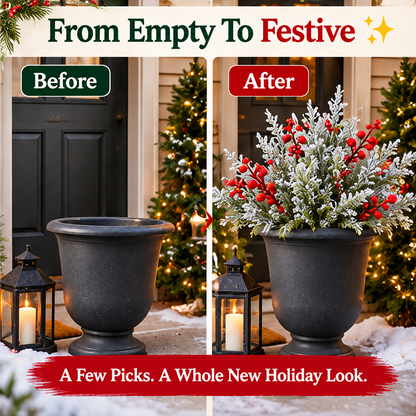 🎄Christmas Sale🎄Snowy Cedar & Red Berry Christmas Picks