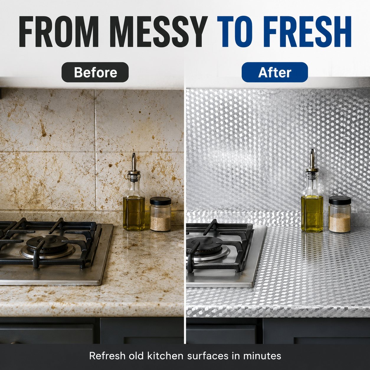 Self-Adhesive Aluminum Foil Kitchen Backsplash Wallpaper