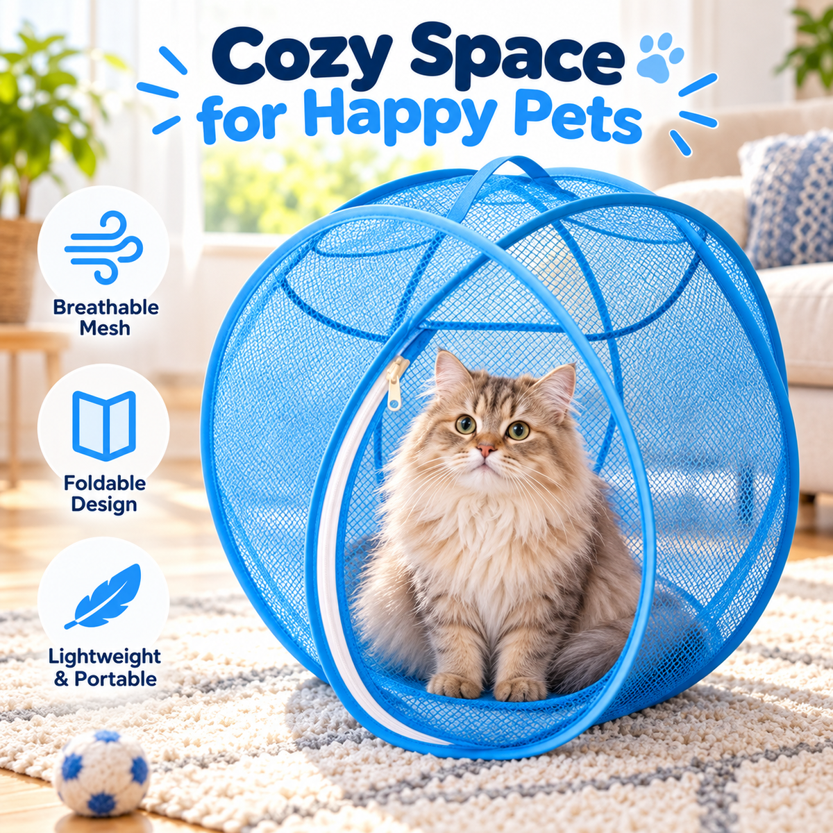 🐾 Foldable Breathable Mesh Pet Tent