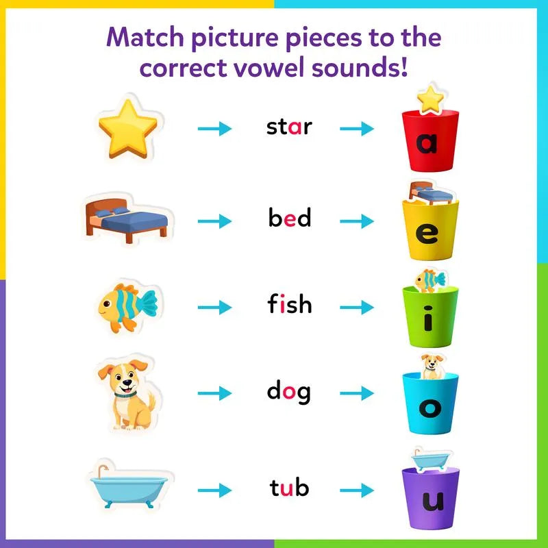 📚Phonics Vowel Sorting Toy(100+ Picture Pieces) – Early Literacy Learning Activity for Preschool & Kindergarten Kids Ages 4-7✨