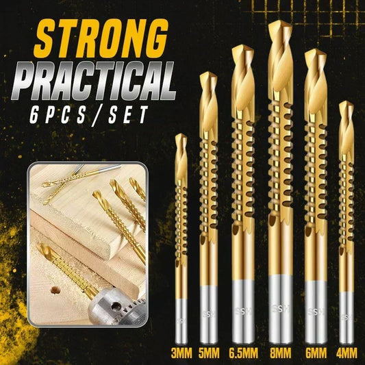 Titanium-Coated Serrated Twist Drill Bit Set