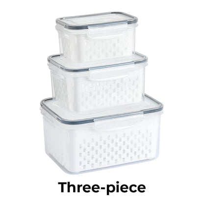 4 in 1 Food Storage Container, Fruit Storage Containers for Fridge, Produce Storage Containers with Lid and Strainer