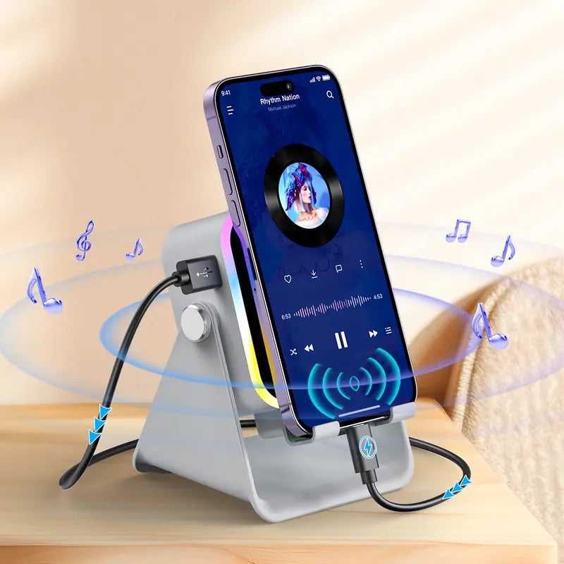 🔥 HOT SALE 🔥5-in-1 Wireless Speaker Phone Stand with Power Bank