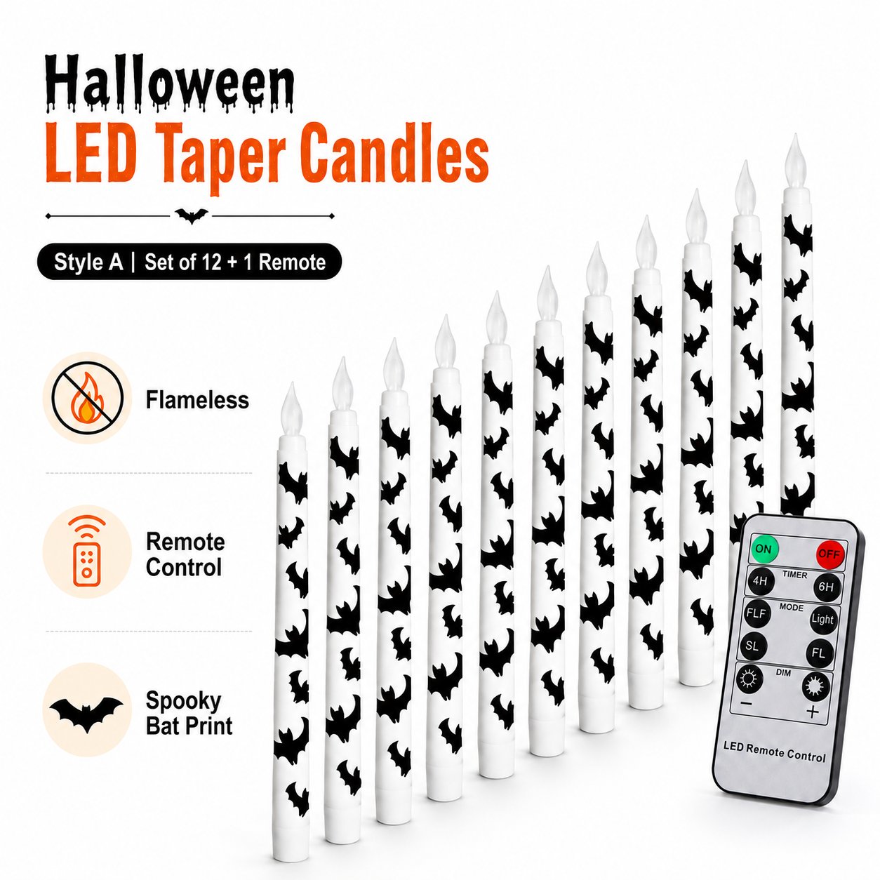 12-piece pack - Each box contains 12 candles + 1 remote control