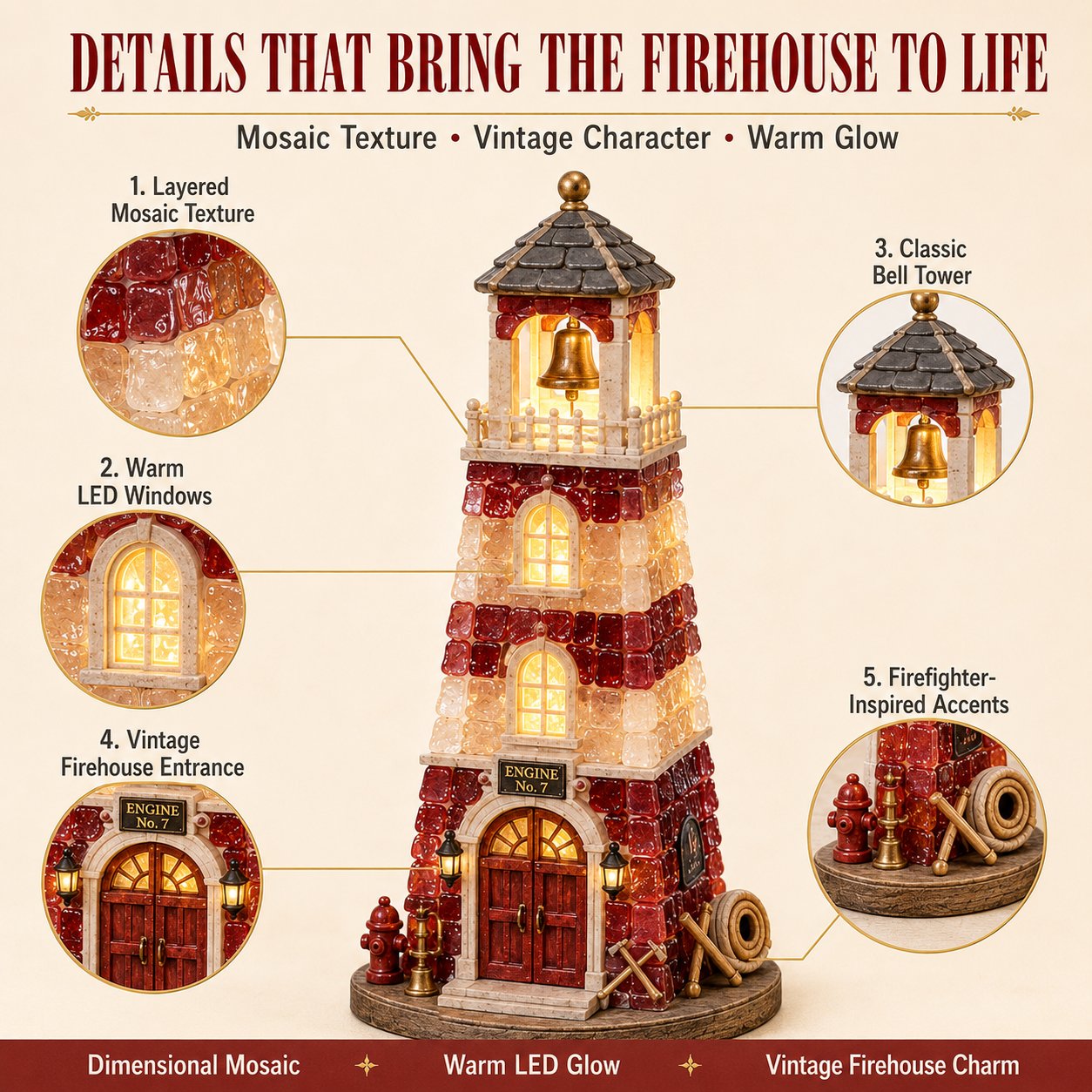 ⏳ Last Day 42% OFF – 🚒 Beginner-Friendly Vintage Firehouse Mosaic Light DIY Kit Collection | Complete Kit with Mosaic Pieces, LED Lights & Step-by-Step Guide Included 💕