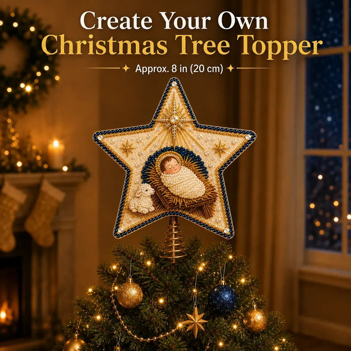 🔥LAST DAY 69% OFF - ⭐ Christian Faith Nativity Pearl Diamond Art Tree Topper Kit – Handcrafted Christmas Keepsake & Holiday Decor