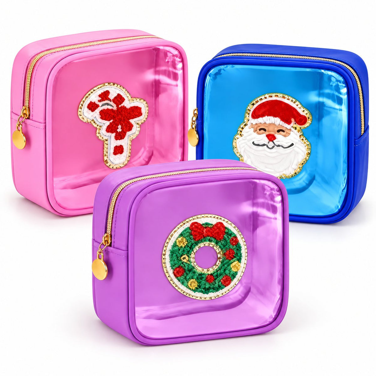 🎄 Limited Time 40% OFF | Christmas Mini Makeup Bag Set with Festive Chenille Patch Design ✨