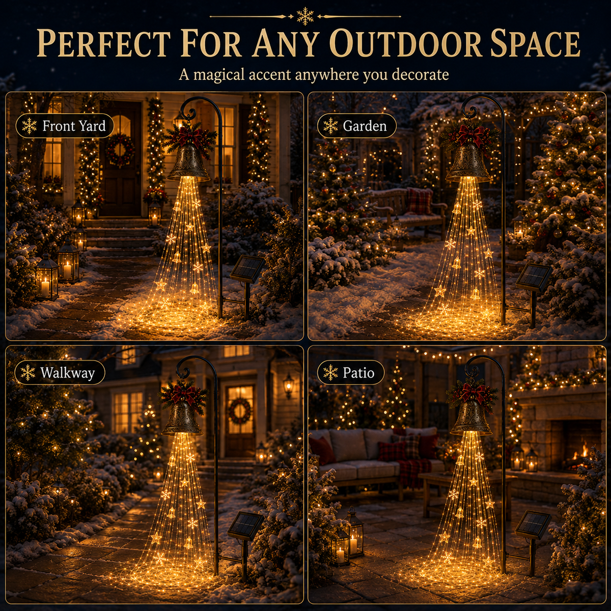Christmas Bell Cascade solar yard light - outdoor decorating ideas