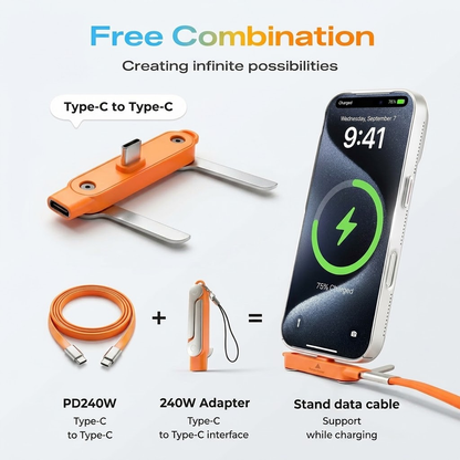 Fast-Charging Cable with Detatchable Stand | USB-C & Lightning
