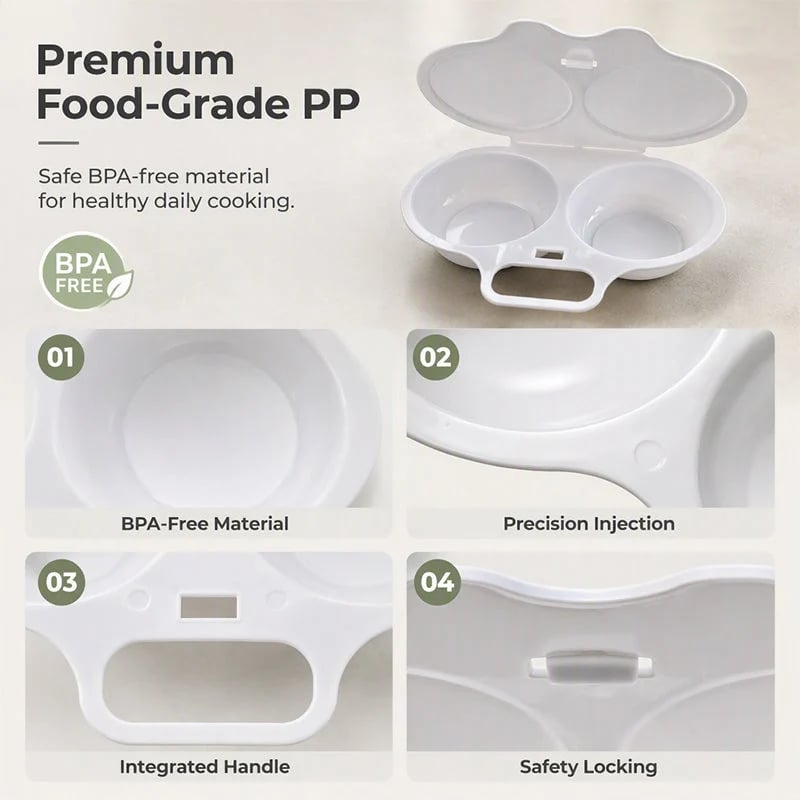 🔥Hot Sale 42%OFF🥳Dual-Cavity Microwave Egg Poacher – Breakfast in Minutes