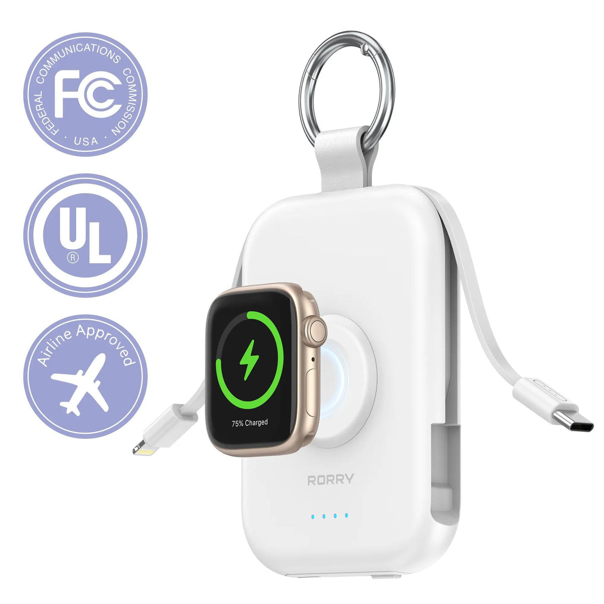 ⚡Hot Sales 49% OFF🔥5000mAh Portable Charger Power Bank with Built-in Cables Travel Keychain Battery Pack