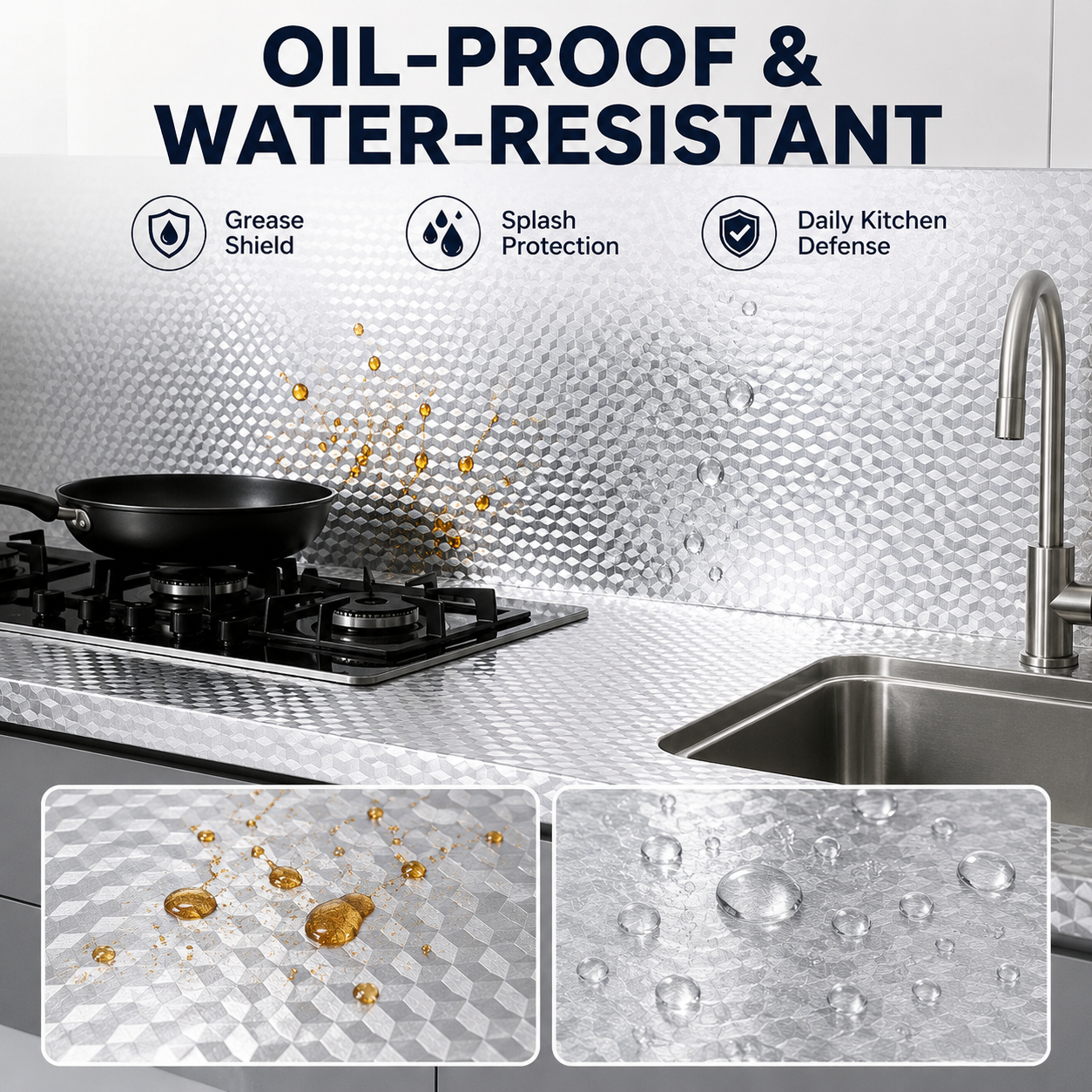 Self-Adhesive Aluminum Foil Kitchen Backsplash Wallpaper