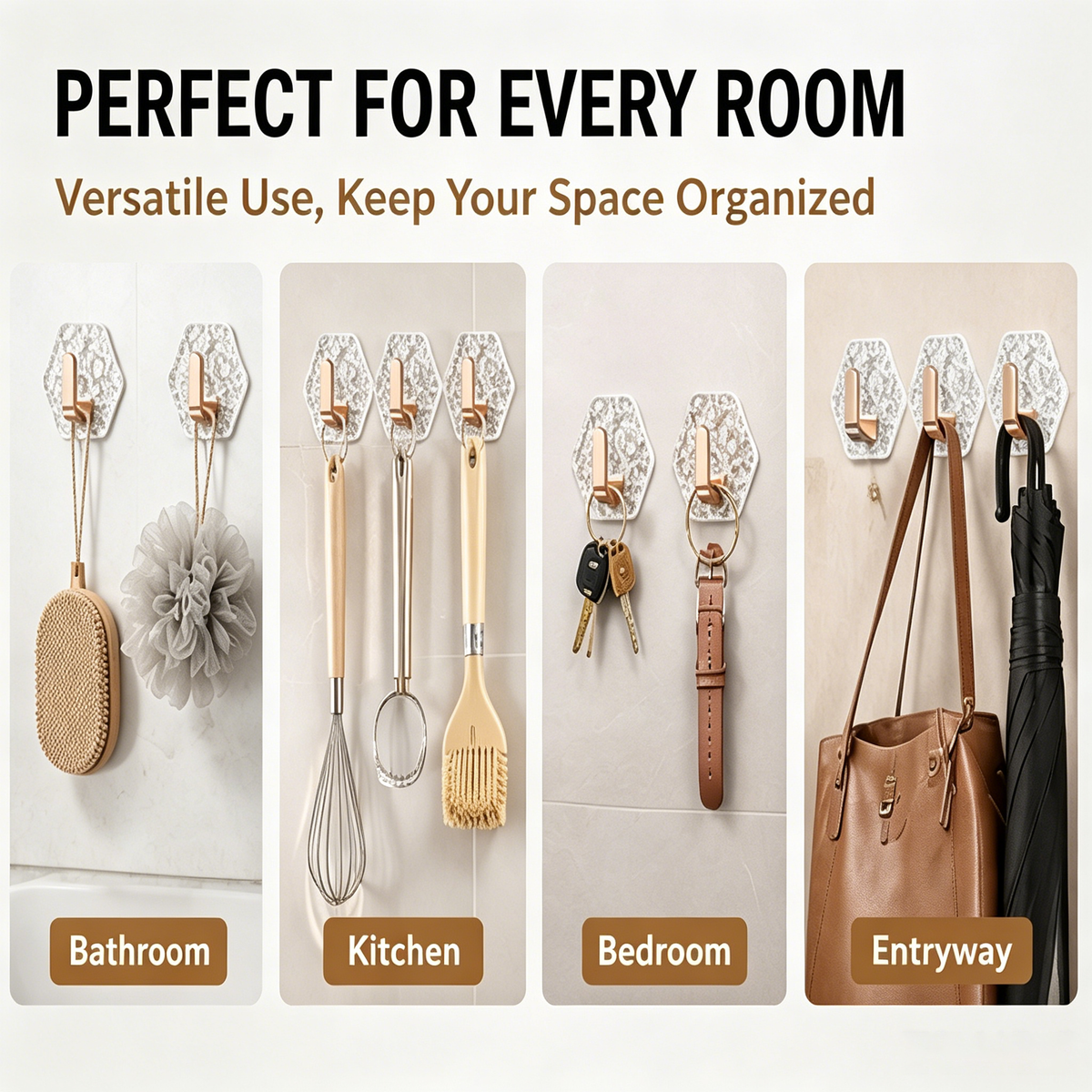 Hexagon hooks for bathroom kitchen bedroom and entryway