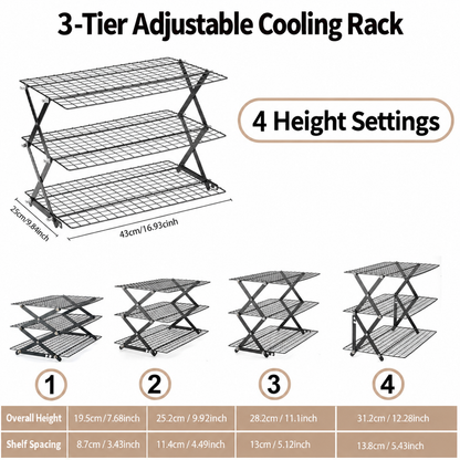 🍪 Adjustable Foldable Cooling Rack – 2 / 3 / 4 Tiers
