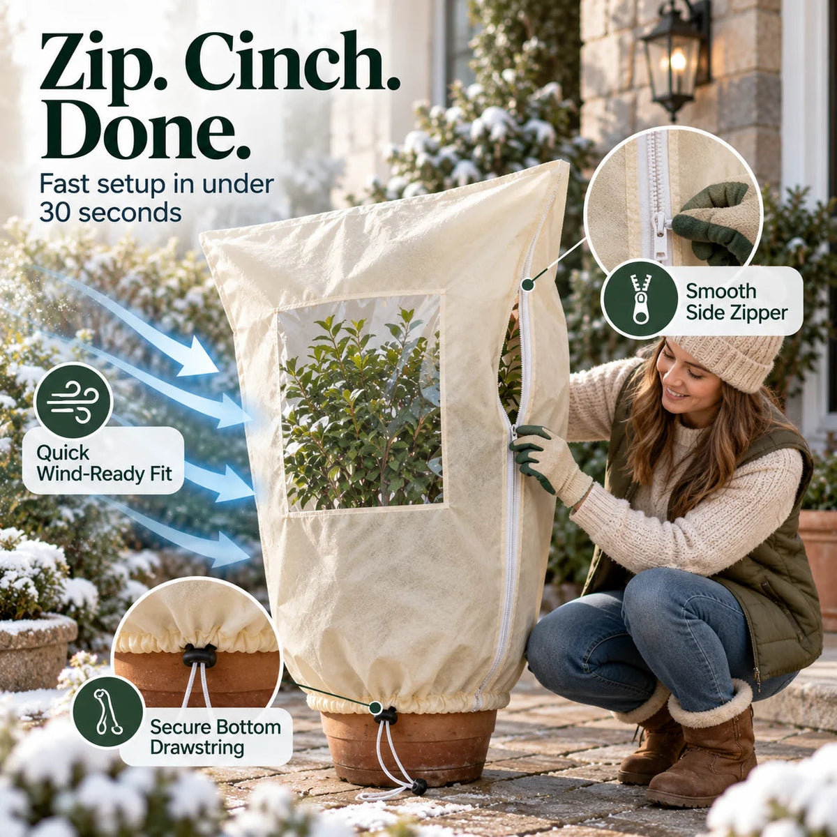 Plant Frost Cover Nonwoven Reusable Warm Shrubs Blanket - Product image 2