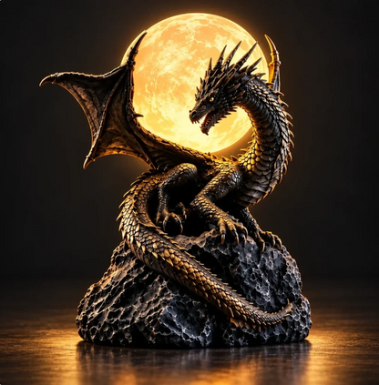 🐉 Gothic Dragon Moon Globe Statue Lamp