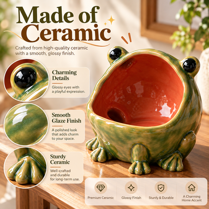 🐸 Funny Big-Mouth Ceramic Frog Storage Bowl