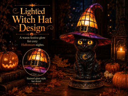 🔥Hot Sale 50% OFF 🎁🐈 Halloween Black Cat Witch Hat Night Light