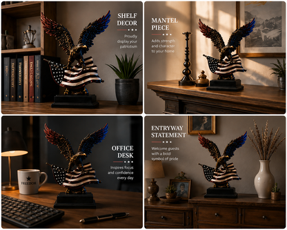 🔥LAST DAY 50% OFF🎁🦅 Patriotic Bald Eagle with American Flag Statue