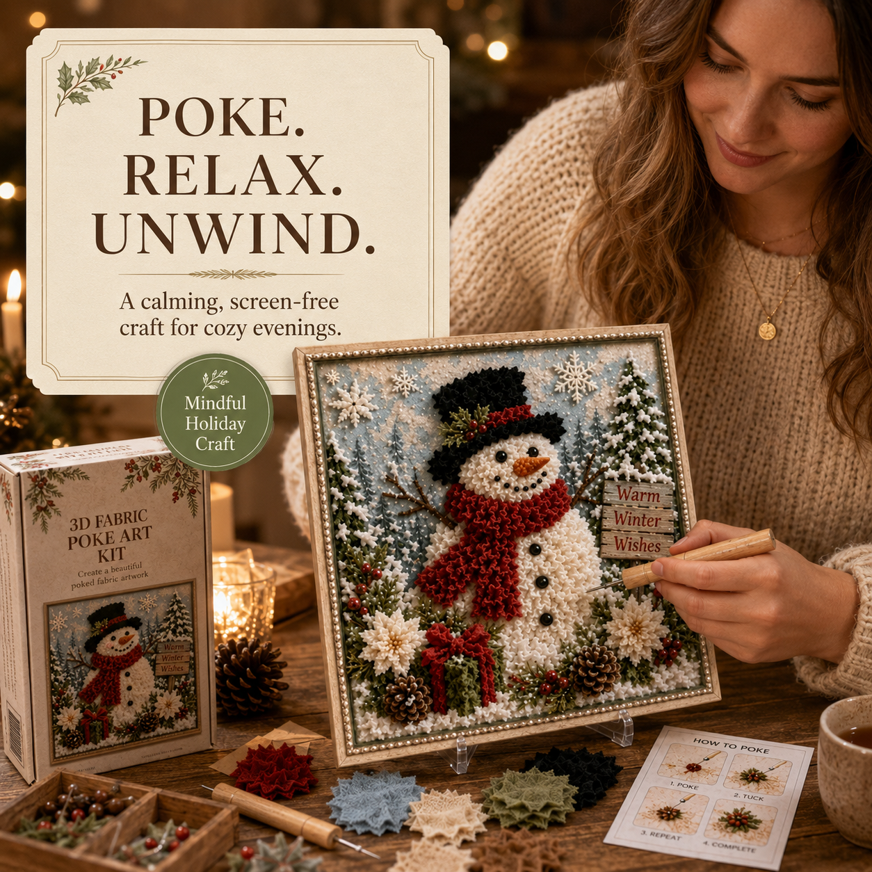 ✨ DIY 3D Christmas Fabric Poke Art | The Ultimate Holiday Gift & Décor