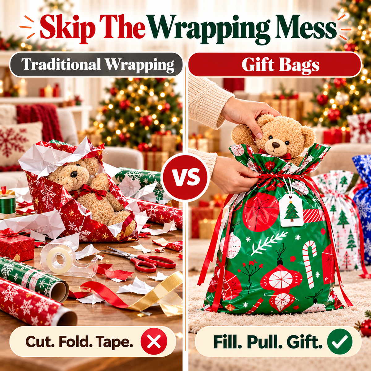 🎄50-Piece Christmas Gift Bag & Tags Set