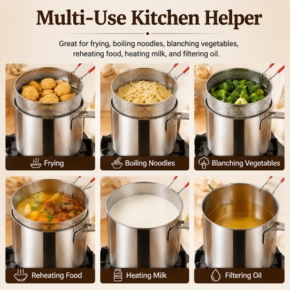 🔥Last Day 49% OFF 🔥3Pcs Stainless Steel Deep Fryer Set🍟