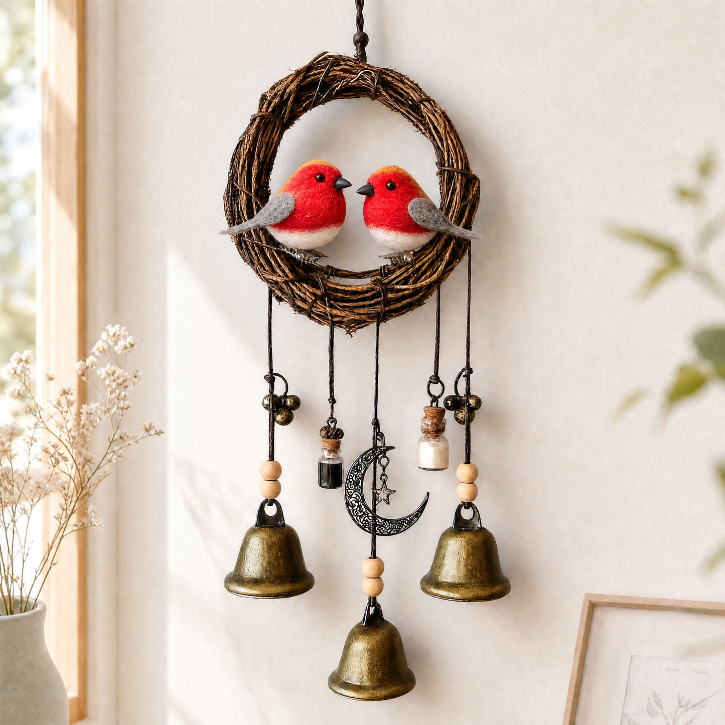 🐦Lovebirds Wind Chime - Handcrafted Rustic Home