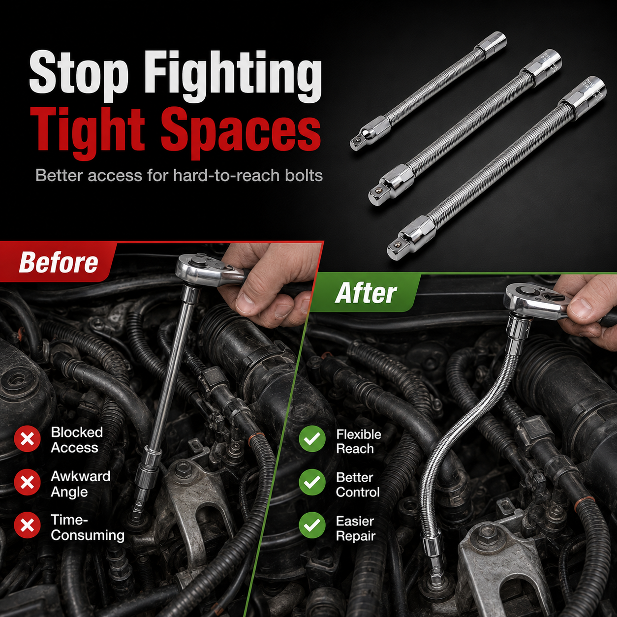 🔥Hot Sale 49% OFF🔥Flexible Socket Extension Bar Set
