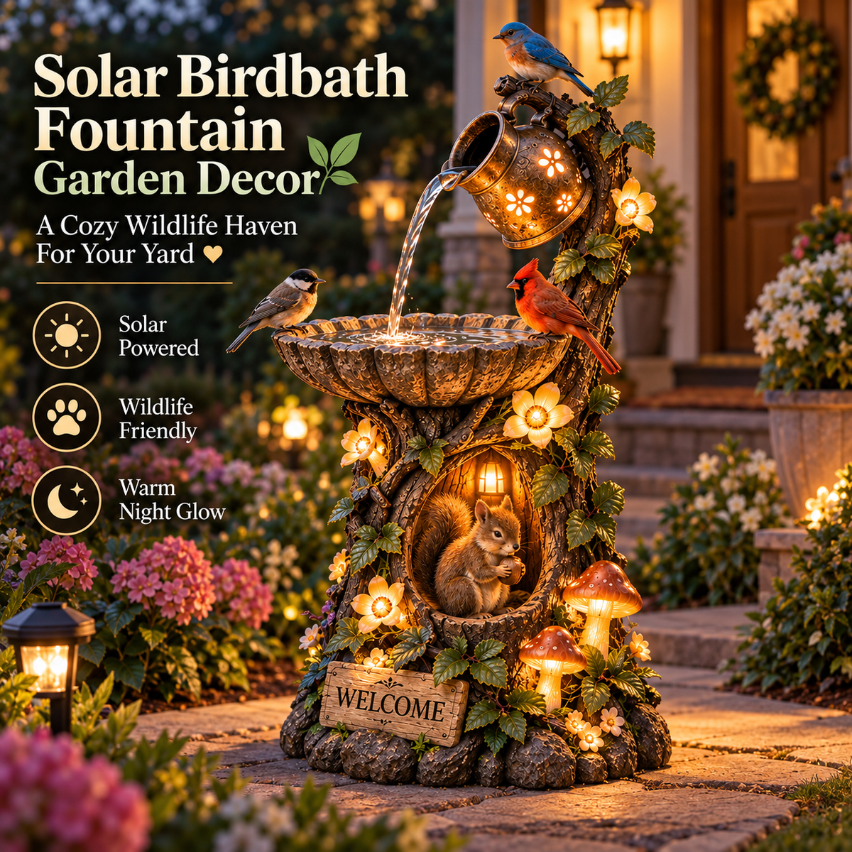 ✨ Holiday Sale 🐿️ Solar Garden Fountain — Bring Your Garden to Life