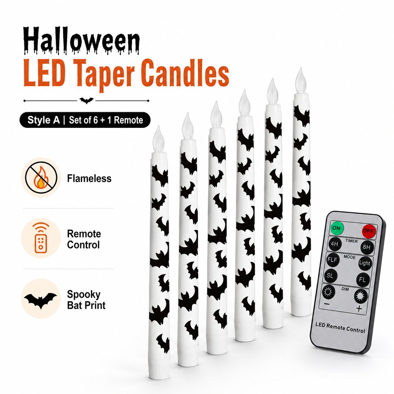 6-piece pack - Each box contains 6 candles + 1 remote control