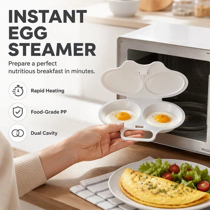 🔥Hot Sale 42%OFF🥳Dual-Cavity Microwave Egg Poacher – Breakfast in Minutes
