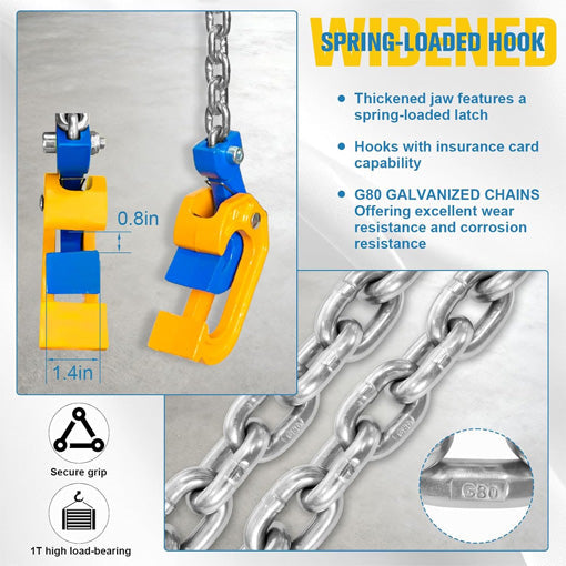 Chain Drum Lifter with Self-Locking Hook