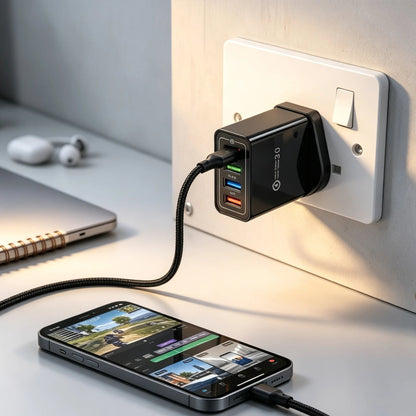 Four-Port Travel Charger for Extended Phone Battery Life
