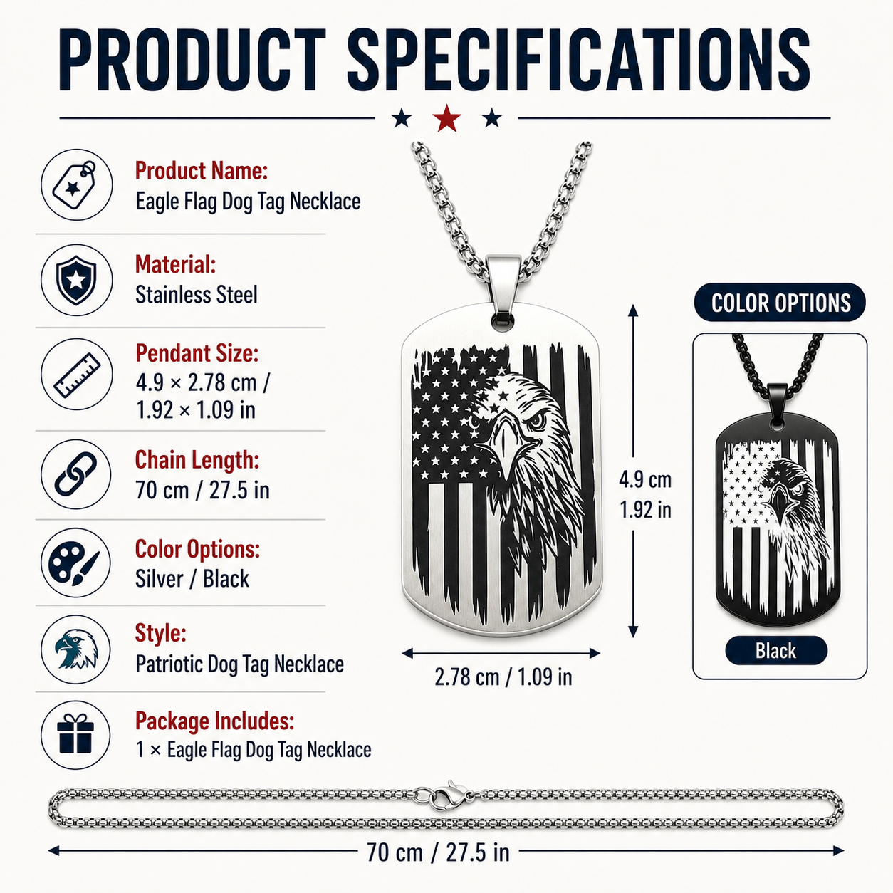 🔥Hot Sale 50% OFF🔥1776–2026 Eagle Dog Tag Necklace
