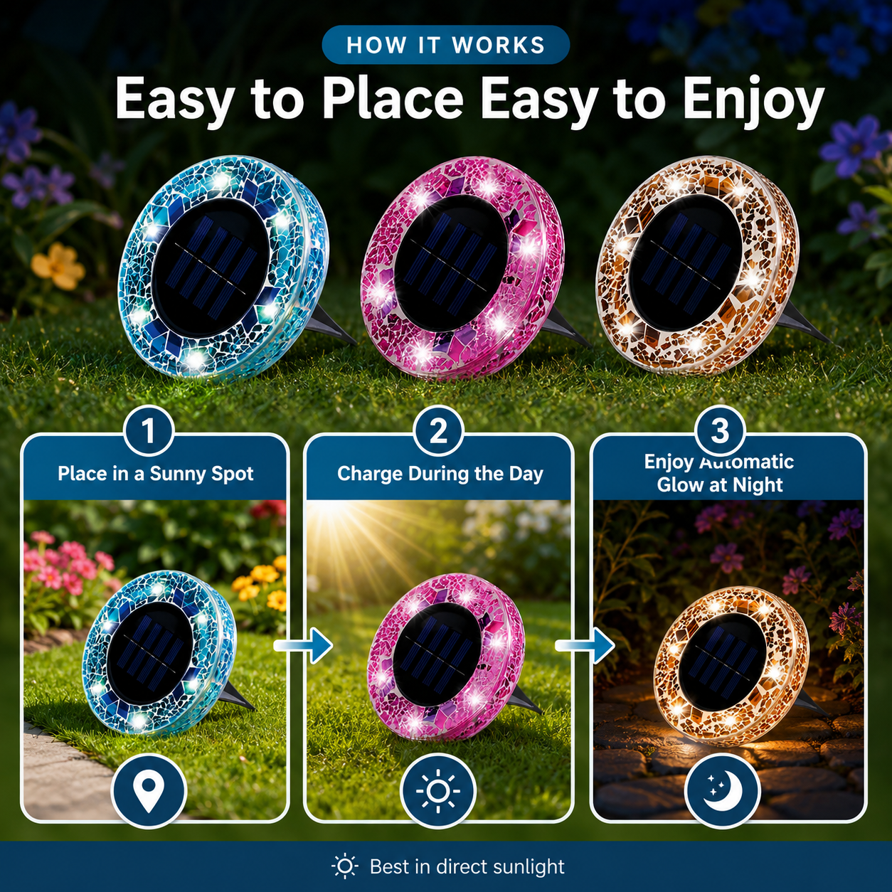 ✨Solar Outdoor Mosaic Disk Lights