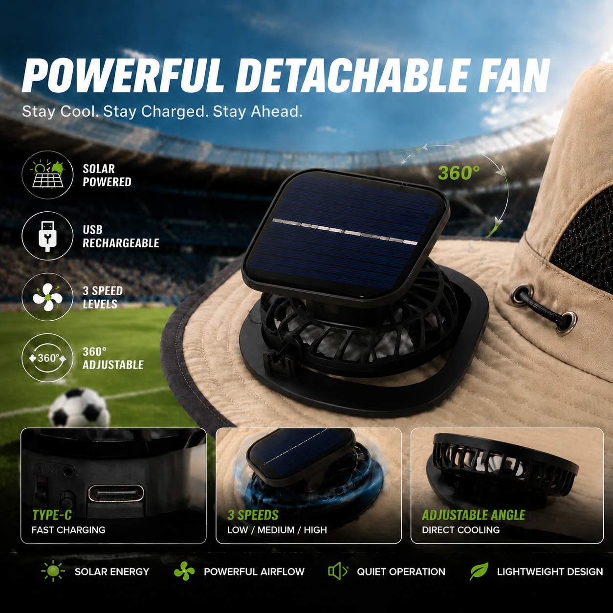 🔥New Solar-Powered Outdoor Cooling Fan Hat