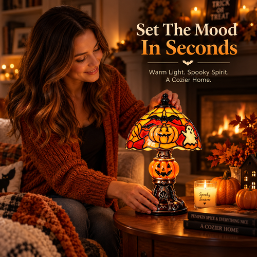 🔥Hot Sale 49% OFF🔥Retro Halloween Pumpkin & Bat Table Lamp