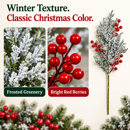 🎄Christmas Sale🎄Snowy Cedar & Red Berry Christmas Picks