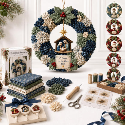 🔥Christmas Sale 49% OFF🎄3D Fabric Poke Wreath DIY Kit