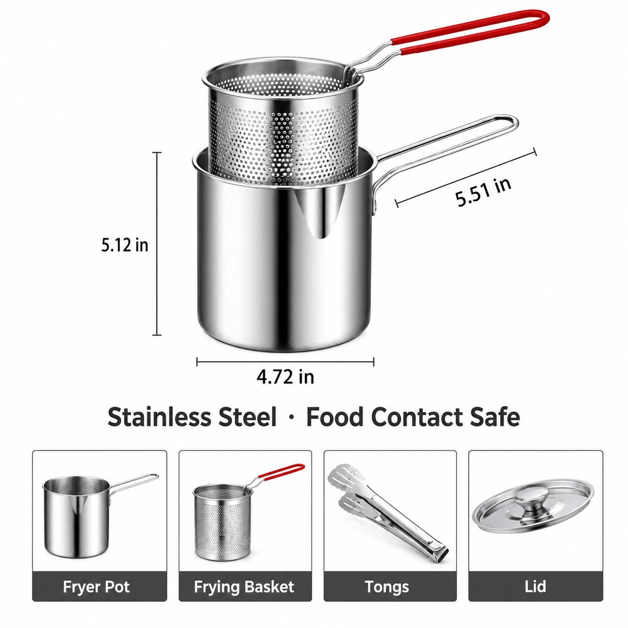 🔥Last Day 49% OFF 🔥3Pcs Stainless Steel Deep Fryer Set🍟